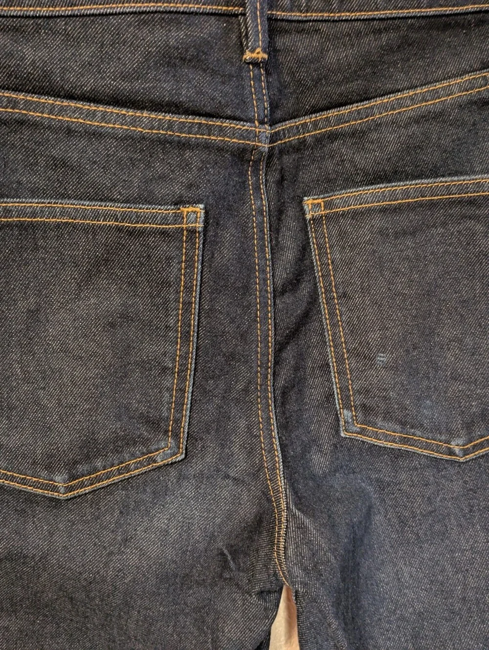 Country Road Cotton Blend High Rise Straight Leg Jeans Dark Wash Raw Blue Sz 28
